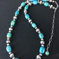 Authentic Native American | Navajo Sterling Silver Turquoise Necklace | Blue Green | 18" | 384