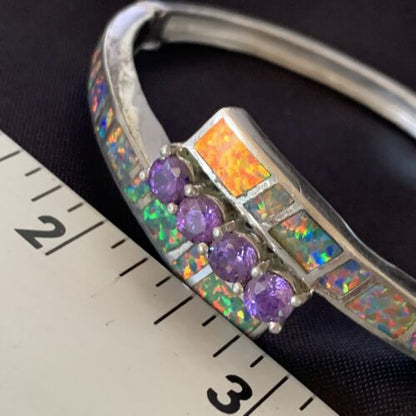Southwestern Navajo Orange Opal Amethyst Bracelet | Sterling Silver | 7" | 13124