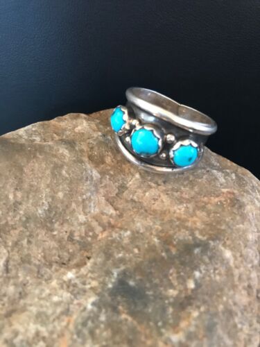 Navajo Kingman Turquoise Multi-Stone Ring | Authentic Native American Sterling Silver | Sz 11.5 | 8201