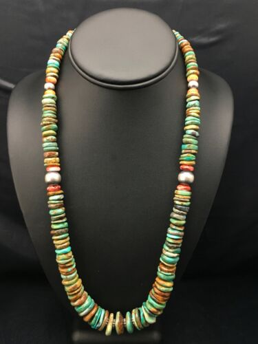 Authentic Navajo Turquoise Graduated Necklace | Sterling Silver | 23" | Native American Jewelry | 4363