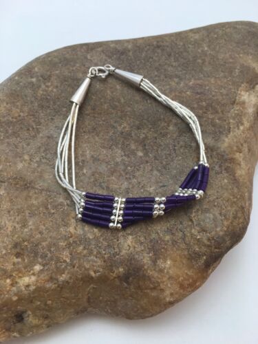 Southwestern Liquid Silver Purple Sugilite Heishi 5-Strand Bracelet | Sterling Silver | 7" | 13599