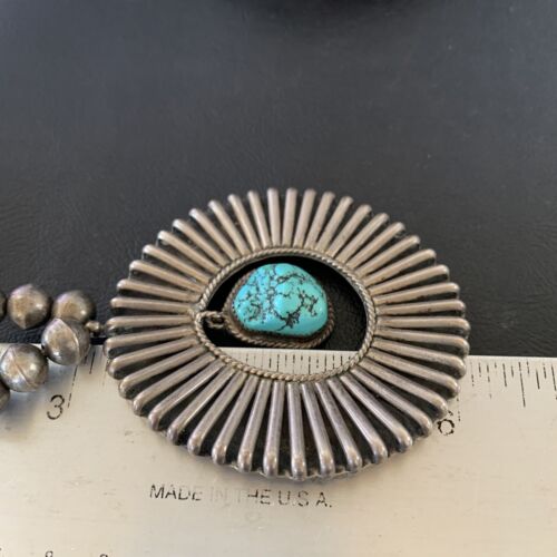 Navajo Old Pawn Blue Kingman Turquoise Pendant | Sterling Silver | 22" Necklace | 10399