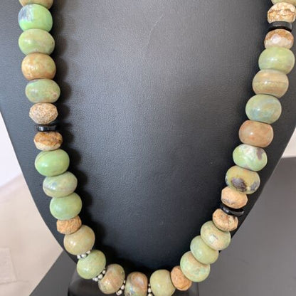 Navajo Sterling Silver Onyx, Agate & Picture Jasper Men's Necklace | 12mm | Authentic Native American Handmade | 23" | 1275