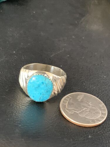 Southwestern Navajo Blue Kingman Turquoise Ring | Sterling Silver | Sz 11 | 14147