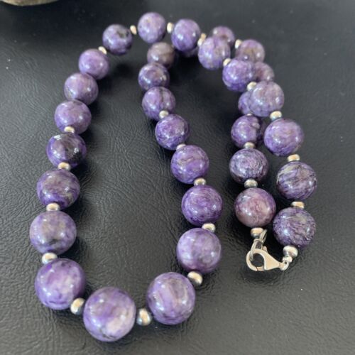 Navajo Purple Charoite Necklace | Sterling Silver | 20" | Authentic Native American Handmade | 11961
