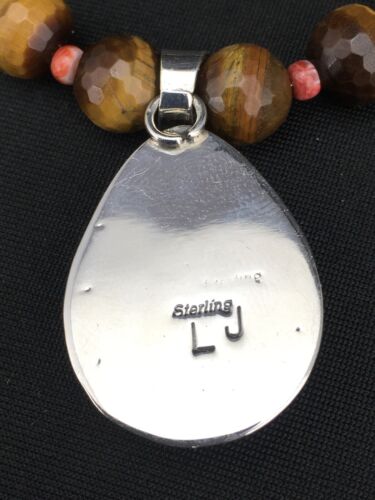 Native American Tiger's Eye Spiny Oyster Necklace | Sterling Silver | 20" | 1155