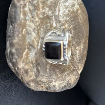 Native American Men's Navajo Black Onyx Ring | Sterling Silver | Sz 12.5 | 14445