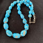 Navajo Sleeping Beauty Turquoise Beads Necklace | Sterling Silver Pearls | Authentic Native American Handmade | 00800