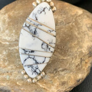 Navajo White Buffalo Turquoise Inlay Ring | Sterling Silver | Sz 7 | Authentic Native American Handmade | 12175