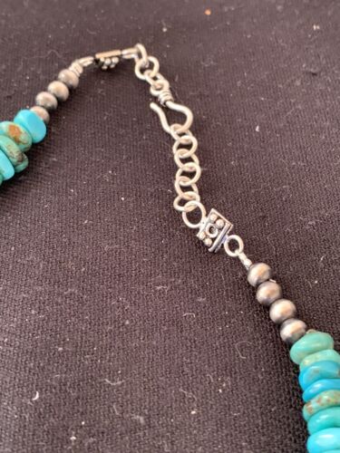 Navajo Pearls Sterling Silver Graduated Blue Turquoise Bead Necklace | Authentic Native American | 21" | 631