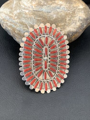 Zuni XL Red Coral Multi-Stone Ring | Authentic Native American Sterling Silver | Multi-Stone | Sz 8 | 11563 - Masha USA