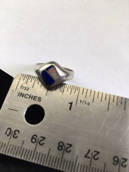 Southwestern Navajo Opal & Turquoise Inlay Ring | Sterling Silver | Sz 6 | 1711