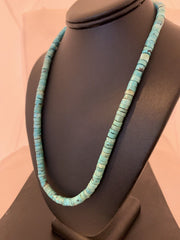 Navajo Turquoise Heishi Bead Necklace | 24" | Sterling Silver | Authentic Native American
