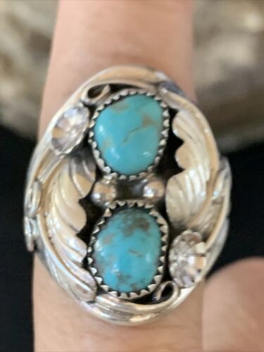 Navajo Kingman Turquoise Multi-Stone Ring | Authentic Native American Sterling Silver | Sz 11 | 14177