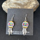 Navajo Multi-Color Turquoise Inlay Earrings | Sterling Silver | Authentic Native American Handmade | 14654
