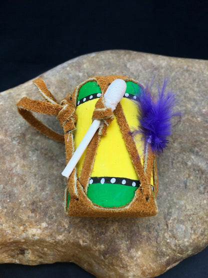 Handmade Leather Drum Car Charm | 2" Mirror Dangler | Miniature Model | 8927