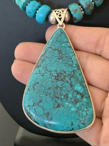 Spiny Oyster Turquoise Navajo Pearls | Spiderweb Pendant | Sterling Necklace | Southwestern | 00835