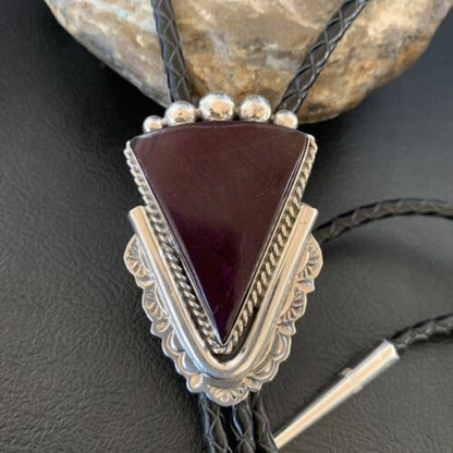 Southwestern Men's Bolo Tie | Purple Spiny Oyster | Sterling Silver | Navajo | 12936