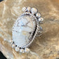 Navajo White Buffalo Turquoise Ring | Sterling Silver | Sz 8.5 | Authentic Native American Handmade | 13348