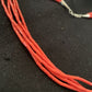 Red Stabilized Coral Heishi Necklace | 5-Strands | Sterling Silver | 20" | Authentic Native American Handmade | 00761