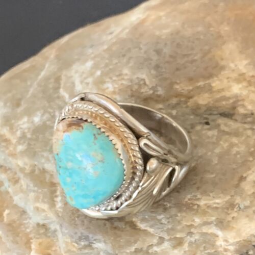 Navajo Blue Kingman Turquoise Ring | Sterling Silver | Sz 11.5 | Authentic Native American Handmade | 11934