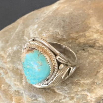 Navajo Blue Kingman Turquoise Ring | Sterling Silver | Sz 11.5 | Authentic Native American Handmade | 11934