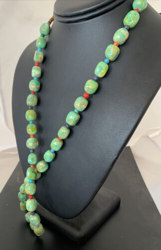 Navajo Blue Turquoise & Agate Necklace | Sterling Silver | 19" | Authentic Native American Handmade | 00819