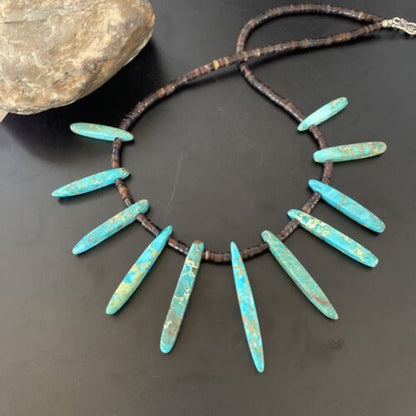 Navajo Blue Jasper Choker Necklace | Sterling Silver Shell Bead | 20" | Authentic Native American Handmade | 11463