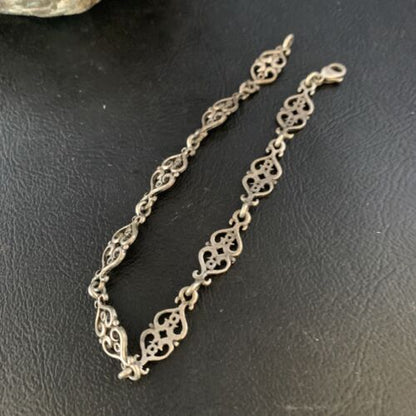 Old Pawn Navajo Sterling Silver Link Bracelet | 8" | Authentic Native American Handmade | 13730