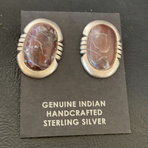 Authentic Native American Navajo Sterling Silver Wild Horse Turquoise Earrings | Handmade | 12652
