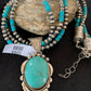 Navajo Kingman Turquoise Pendant Necklace | Sterling Silver | 3-Strand | Authentic Native American Handmade | 3204