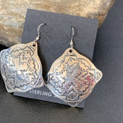 Southwestern Women's Navajo Stamped Earrings | Sterling Silver | Authentic Native American Handmade | 1661