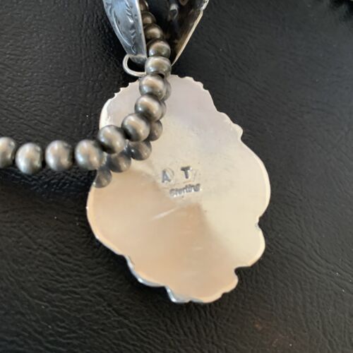 Navajo Denim Lapis Necklace with Pendant | Sterling Silver | Authentic Native American Handmade | 12437