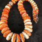 Navajo Orange Spiny Oyster Turquoise Necklace | Sterling Silver | Native American Handmade | 22" | 01822