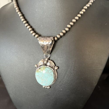 Navajo Blue Golden Hills Pendant Necklace | Sterling Silver | Authentic Native American Handmade | 14599