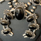 Navajo Pearls Black Onyx Squash Blossom Necklace | Sterling Silver | Authentic Native American Handmade | 12724
