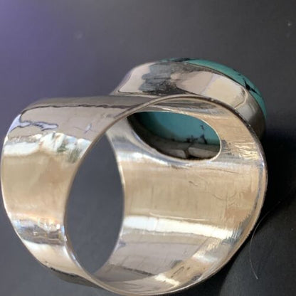 Navajo Blue Turquoise Ring | Sterling Silver | Sz 10 | Authentic Native American Handmade | 14231