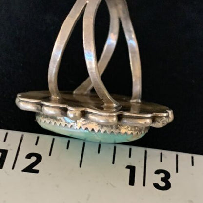 Men's Navajo Green Royston Turquoise Ring | Sterling Silver | Sz 12.5 | Authentic Native American Handmade | 13858