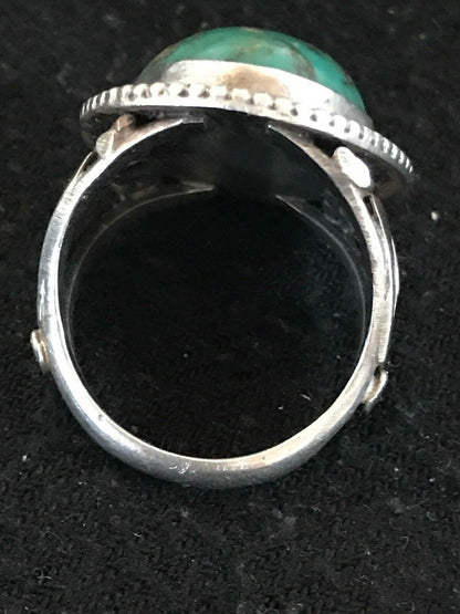Vintage Navajo Sterling Silver Turquoise Ring | Sz 10.5 | Old Pawn | Blue | Native American Southwestern | 8641