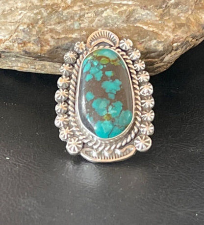 Navajo Blue Spiderweb Turquoise Ring | Sterling Silver | Sz 6.5 | Authentic Native American Handmade | 10511