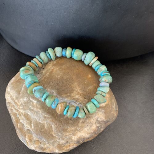Men's Women's Stretch Bracelet | Blue Green Turquoise Stone | 7" | 11823