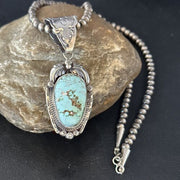 Navajo Blue Golden Hills Pendant Necklace | Sterling Silver | Authentic Native American Handmade | 14618