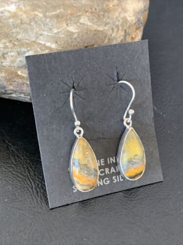 Native American Navajo Bumblebee Jasper Earrings Set | Sterling Silver | Authentic Handmade | 1562