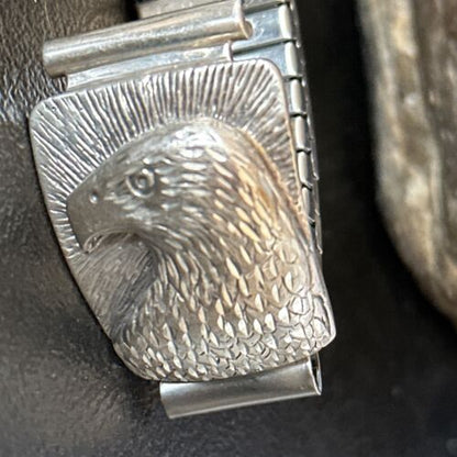 Navajo Eagle Head Sterling Silver Wrist-Watch Tips | Authentic Native American Jewelry | 14400