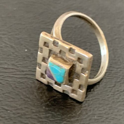 Native American Women's Navajo Blue Turquoise Sugilite Inlay Ring | Sz 6 | 11281
