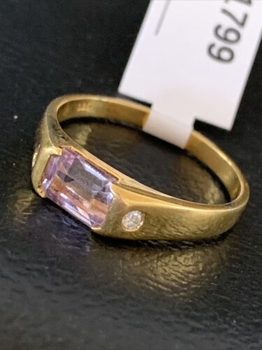 Navajo Women's Purple Amethyst Ring | Sterling Silver Gold Plated | Sz 9 | Authentic Native American Handmade | 01799