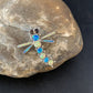 Zuni White Blue Opal Inlay Dragonfly Necklace Pin Pendant | Sterling Silver | 13683