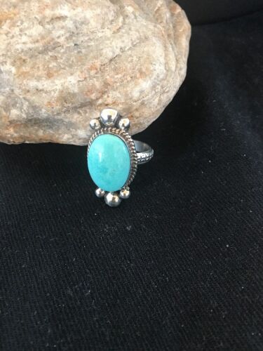 Dry Creek Turquoise Ring | Sterling Silver | Native American Handmade | Sz 11.5 | 3449