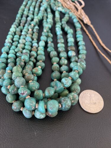 Men's XL Santo Domingo Blue Turquoise Shell 5-Strand Bead Necklace | 40" | 13186