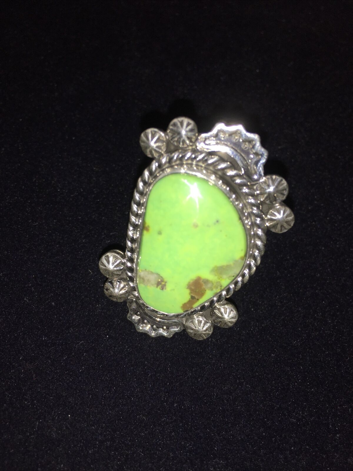 Native American Navajo Green Gaspeite Ring | Sterling Silver | Sz 6 | 1807